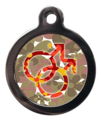 Pet ID Tag  LGBT MALES SYMBOL FLOWERS