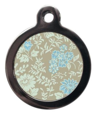Pet ID Tag Purple Floral Design