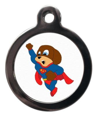 Pet ID Tag Super Dog cartoon   Personalised tag