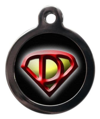 Pet ID Tag Super Dog chest logo  Personalised tag