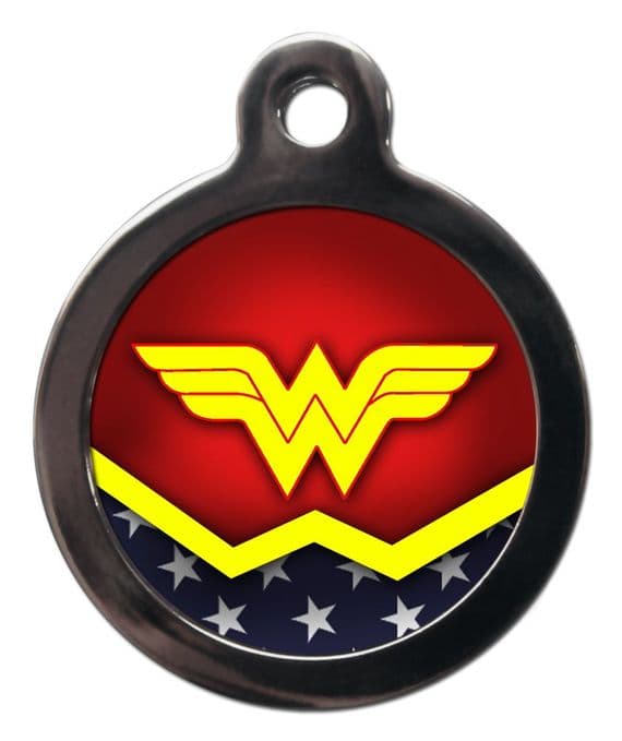 Pet ID Tag Wonder Woman logo personalised