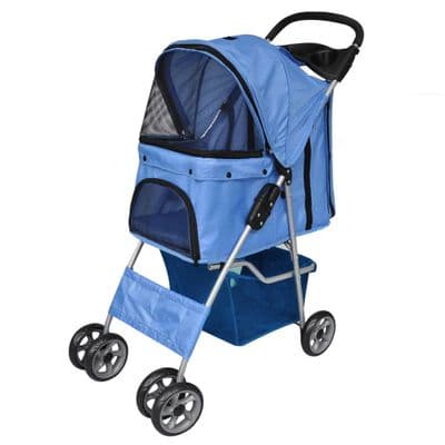 Pet Stroller 4 Wheels Walk Jogger Stroller Travel Folding Carrier Red/Blue