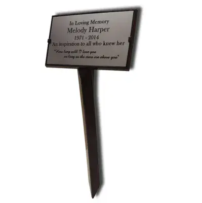 Plastic garden memorial with silver effect insert