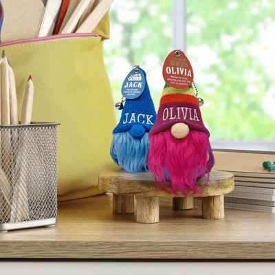 Pre-personalised Lucky Gonk Mascot Keyring For Bags and Backpacks