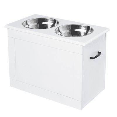 Raised Dog Bowls w/ Storage Function Stainless Steel Bowl Elevated Base Pawhut