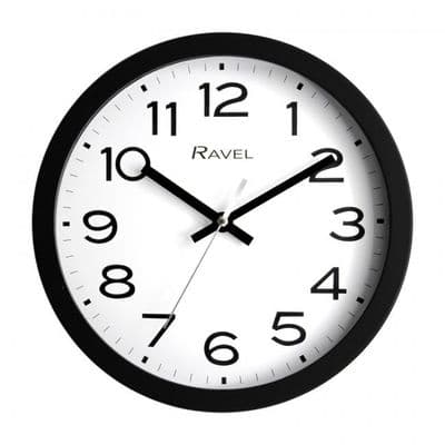 Ravel 25cm White Dial Black Wall Clock R.WC.25.3