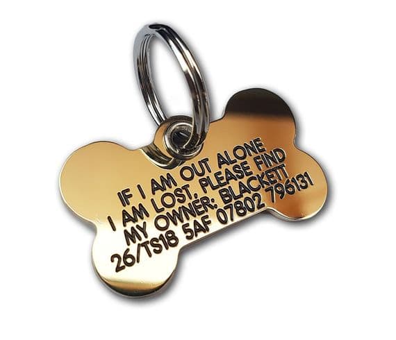 Reinforced Bone Solid Engraved  Brass ID tags - 43mm x 25mm