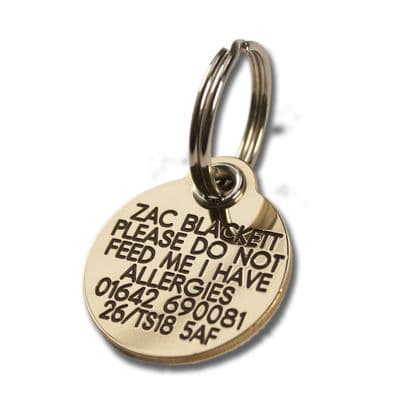 Reinforced circle Engraved Brass ID tags - 27mm