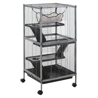 Rolling Small Animal Cage for Chinchillas Ferrets Kittens w/ Platform Ramp Tray