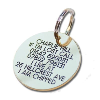 Round Engraved Brass ID tag - Large 39mm