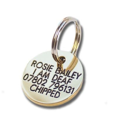 Round Engraved Brass ID tag - mini 21mm