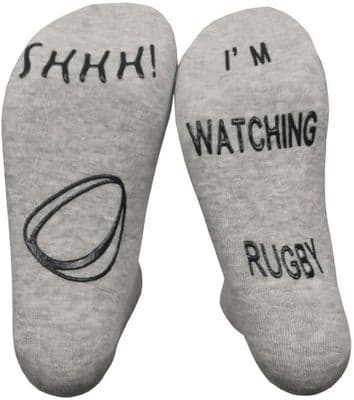 Shhh! I'm Watching Rugby' Funny Ankle Socks  - Gift For Rugby Lovers