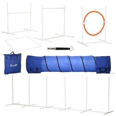 Six-Piece Dog Agility Equipment Set with Carry Bag - Multicoloured