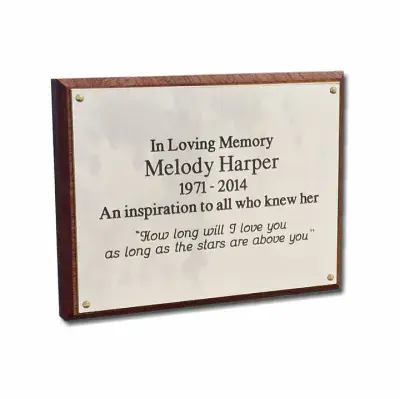 Solid Brass Wall Plaque with Mahogany Plinth