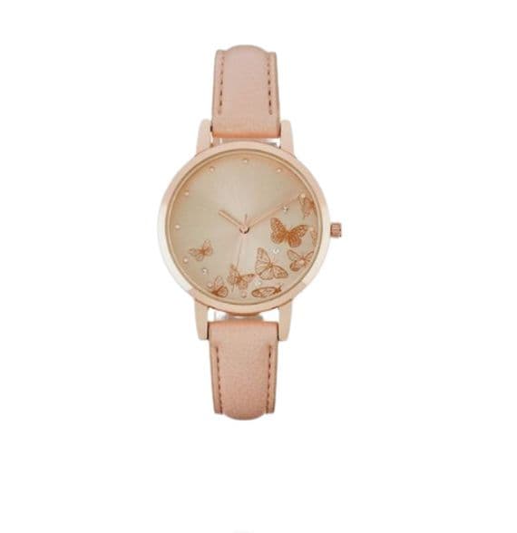 Spirit Ladies' Butterfly Gold Dial Nude Strap Watch - ASPL95