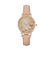 Spirit Ladies' Butterfly Gold Dial Nude Strap Watch - ASPL95