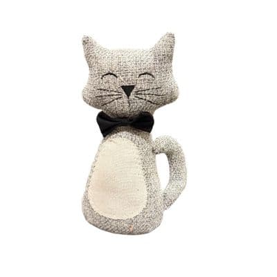 Stylish & Modern Fabric Cat Animal Pal Doorstop, Cute Freestanding Door Wedge, Decorative Satin Fini