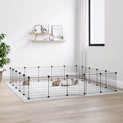 vidaXL 20-Panel Pet Cage with Door Black 35x35 cm Steel