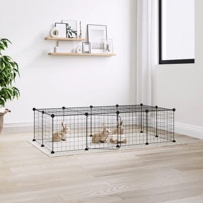 vidaXL 20-Panel Pet Cage with Door Black 35x35 cm Steel