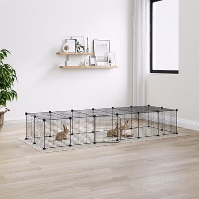 vidaXL 28-Panel Pet Cage with Door Black 35x35 cm Steel