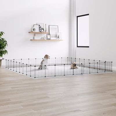 vidaXL 36-Panel Pet Cage with Door Black 35x35 cm Steel
