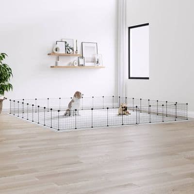 vidaXL 36-Panel Pet Cage with Door Black 35x35 cm Steel