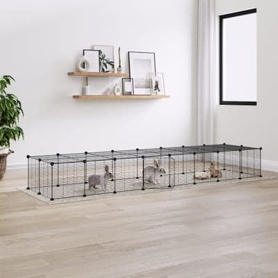 vidaXL 36-Panel Pet Cage with Door Black 35x35 cm Steel