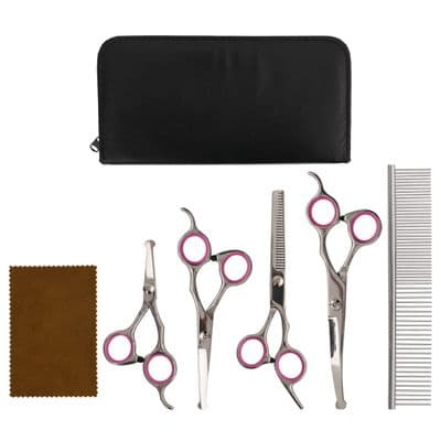 vidaXL 5 Piece Dog Grooming Scissors Set Stainless Steel