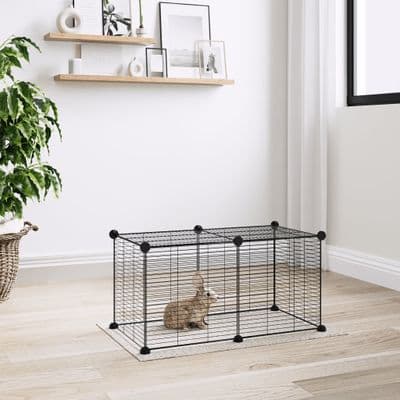 vidaXL 8-Panel Pet Cage Black 35x35 cm Steel