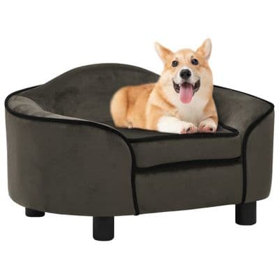 vidaXL Dog Sofa Dark Grey 67x47x36 cm Plush