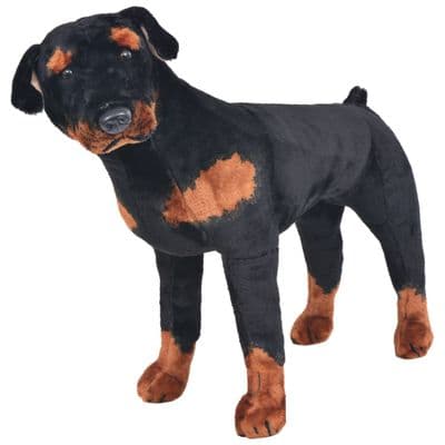 vidaXL Standing Plush Toy Rottweiler Dog Black and Brown XXL