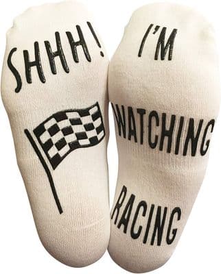 VINSANI WHITE I'M WATCHING RACING SOCKS