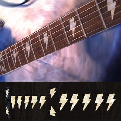 AC/DC Angus Lightning Bolt Fret Markers Inlay Stickers Decals Guitar White Silver