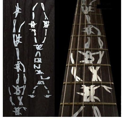 Barbed-Wire Fret Markers Inlay Sticker Decal Guitar White Silver