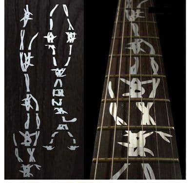 Barbed-Wire  Fret Markers Inlay Sticker Decal Guitar White Silver