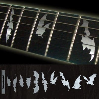 Batwing white silver Fret Markers Inlay Sticker Decal Guitar
