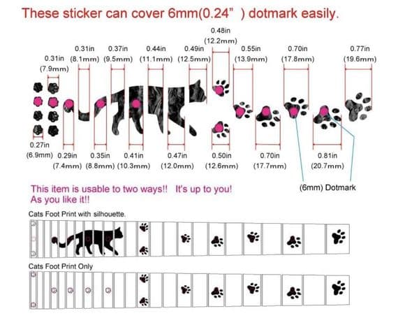 Cats Foot Print Fret Markers Inlay Stickers Decals Guitar Black Pearl