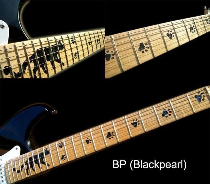 Cats Foot Print Fret Markers Inlay Stickers Decals Guitar Black Pearl