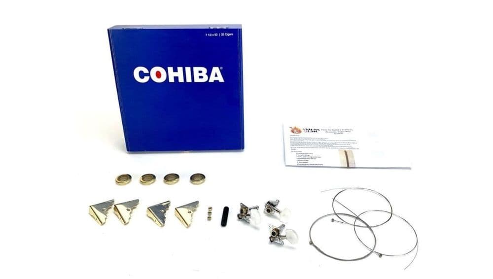 Cigar Box Guitar Kit 3 string Cohiba Blue plus components