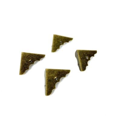 Cigar Box Guitar Part Parts - Aged Brass Corner Pack of 4 with Screws