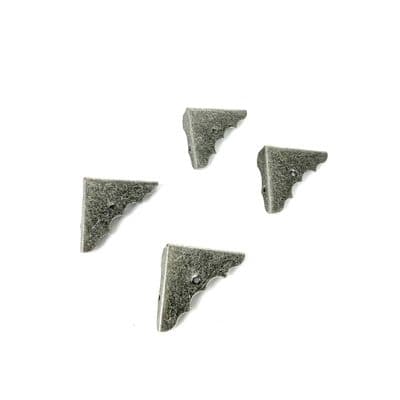 Cigar Box Guitar Part Parts - Aged Silver Corner Pack of 4 with Screws
