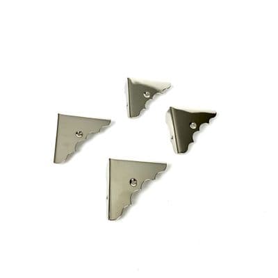 Cigar Box Guitar Part Parts - Silver Corner Pack of 4 with Screws