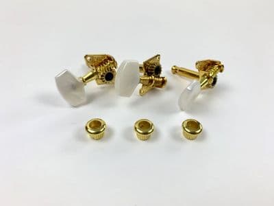 Cigar Box Guitar Part Parts - Traditional Tuners Machine Head x3 Gold Colour