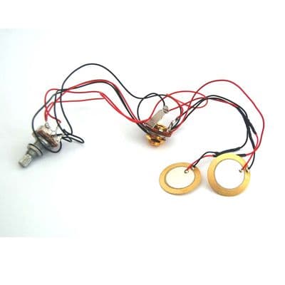 Cigar Box Guitar Pickup DUAL Piezo, Jack socket and volume pot - Gold