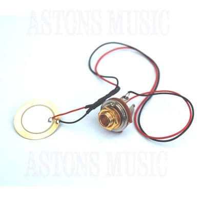Cigar Box Guitar Pickup Piezo and Jack Socket Pre-soldered - Gold