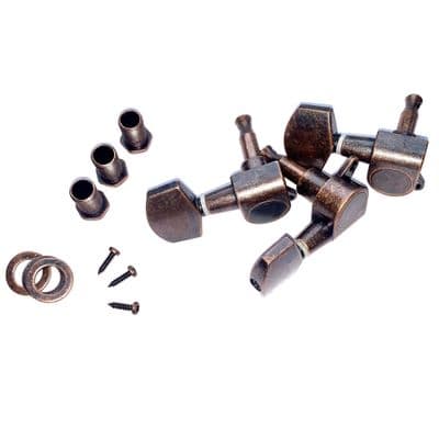 Closed Back Tuners Machine Head x3 - Aged Brass