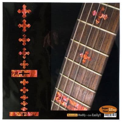 Cross Abalone Red Fret Markers Inlay Stickers Decals Guitar
