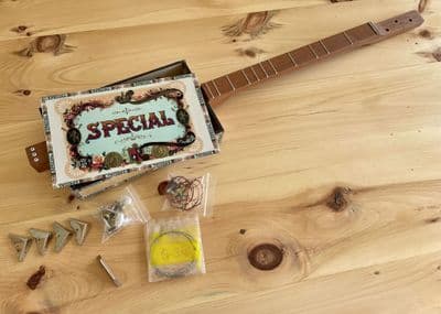 DELUXE Cigar Box Guitar Style Kit Self Assembly 3 String Strum Stick