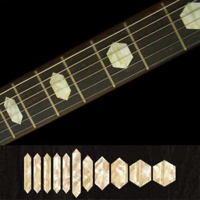 Hexagon Fret Markers Inlay Stickers Decals Guitar White Silver