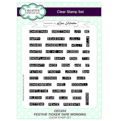 *Creative Expressions  A5 Clear Stamp Set - Festive Ticker Tape Wording